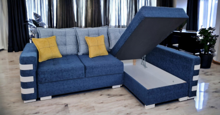 Coltar extensibil Oslo, Albastru, cu lada depozitare, 2400 x 1650 [4]