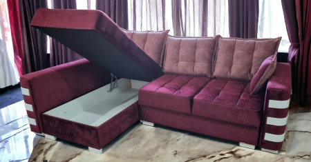 Coltar extensibil Oslo, Rosu, cu lada depozitare, 2400 x 1650 [4]