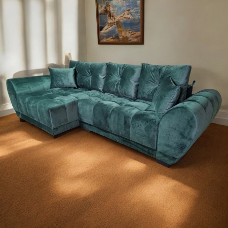 Coltar extensibil Palermo Tip 1, Verde, cu lada depozitare, 3000 x 1500 [0]