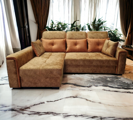 Coltar extensibil Paris Tip 1, Galben, cu lada depozitare, 2480 x 1680 cu tetiera ridicata/1780 cu tetiera intinsa [2]