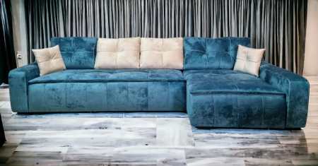 Coltar extensibil Roma Tip 2, Albastru, cu lada depozitare, 3420 x 1660 [1]