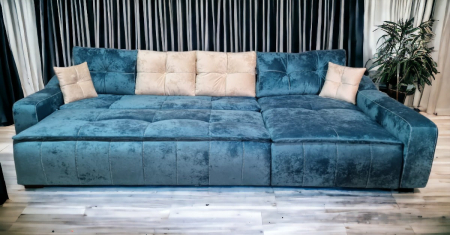 Coltar extensibil Roma Tip 2, Albastru, cu lada depozitare, 3420 x 1660 [4]