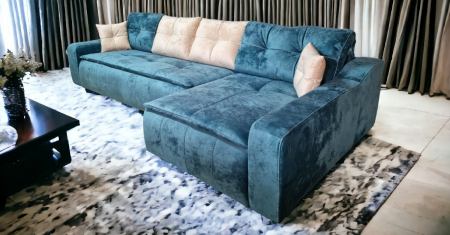 Coltar extensibil Roma Tip 2, Albastru, cu lada depozitare, 3420 x 1660 [2]