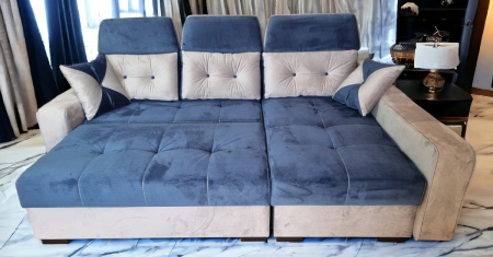 Coltar extensibil Viena Tip 1, Crem cu albastru, cu lada depozitare, 2560 x 1680 cu tetiera ridicata/1780 cu tetiera intinsa [3]