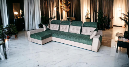 Coltar extensibil Viena Tip 2, Crem cu verde, cu lada depozitare, 3240 x 1680 cu tetiera ridicata/1780 cu tetiera intinsa [1]