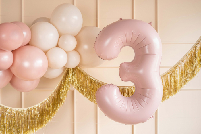 Balon din folie cifra „3”, 72 cm, roz deschis [2]