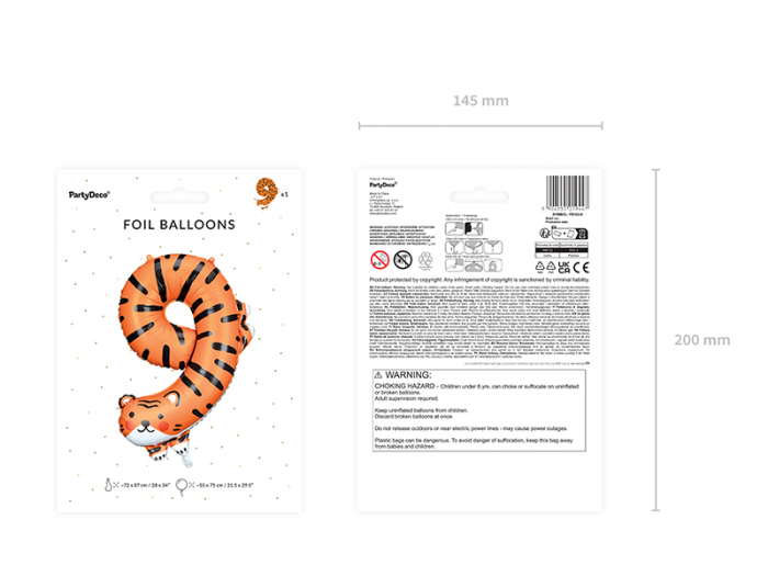 Balon din folie, PartyDeco, Tiger, Multicolor, 87 cm [5]