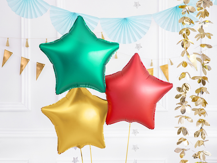 Balon folie stea, verde, aspect satinat, 48 cm [2]