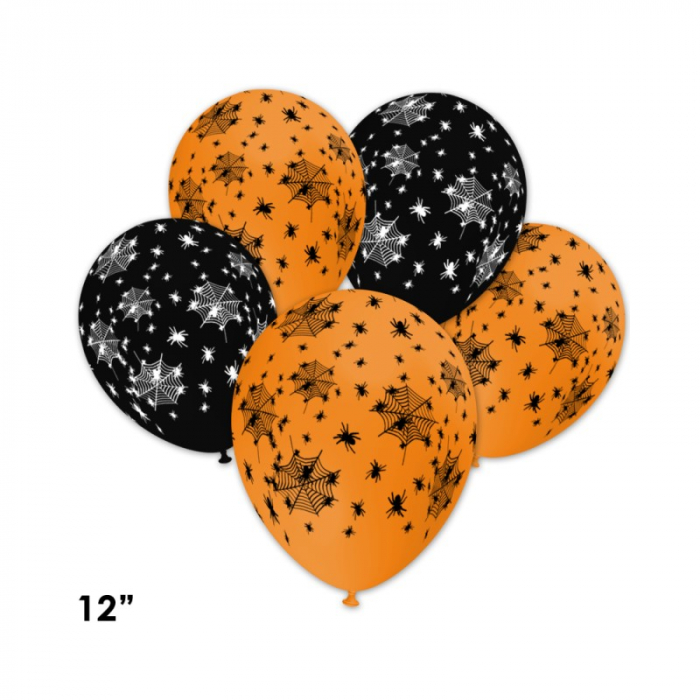 Balon latex imprimat Paianjen si panze, 12 inch, negru [2]