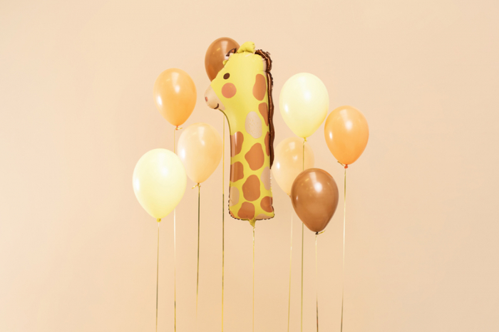 Balon, PartyDeco, Cifra 1, Model girafa, 92cm, Galben [2]