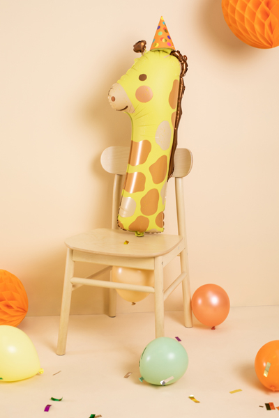 Balon, PartyDeco, Cifra 1, Model girafa, 92cm, Galben [3]