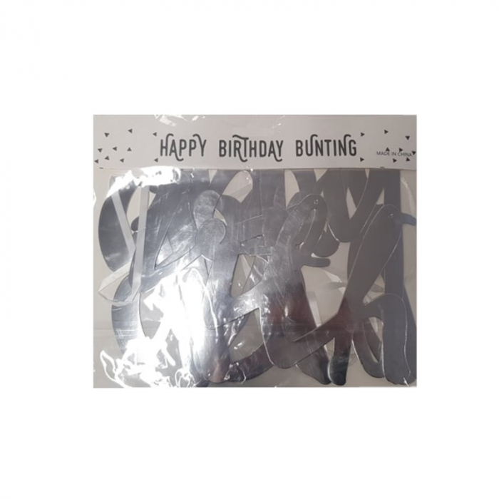 Banner carton Happy Birthday, argintiu, 1,5m [2]