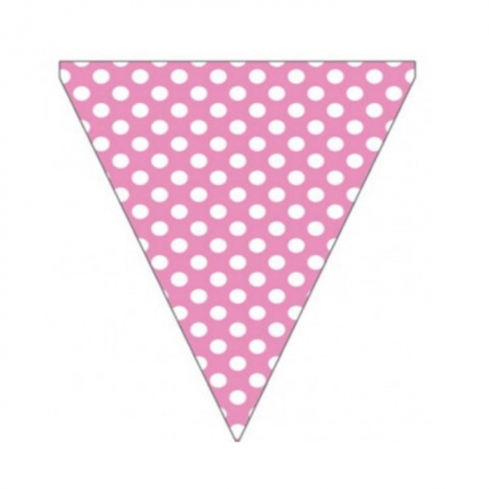 Decoratiune petrecere, stegulete cu buline, roz, 4 m [2]