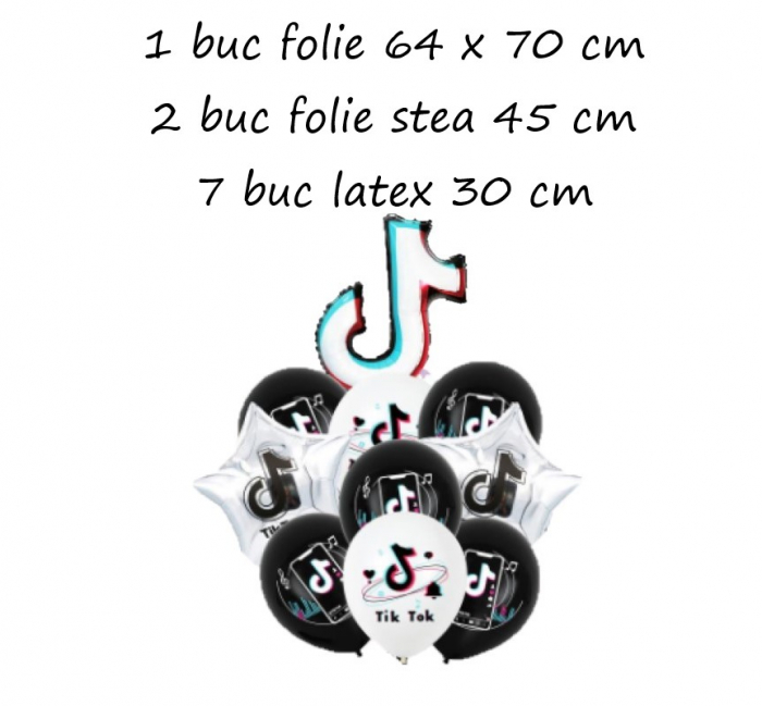 Set 10 baloane Tik Tok, alb, negru [2]