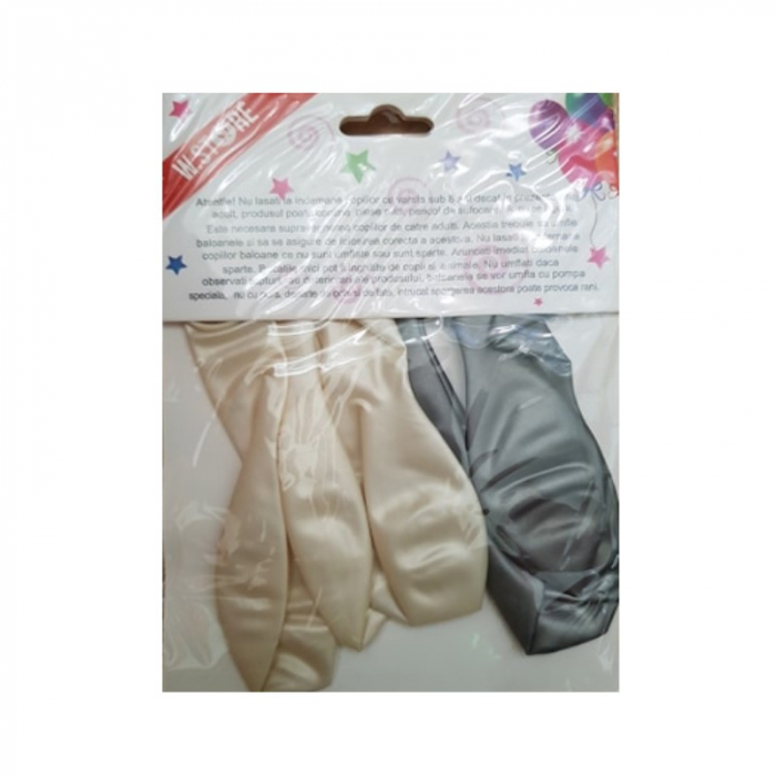 Set baloane latex sidefate argintiu ivoire, set 6 bucati [2]