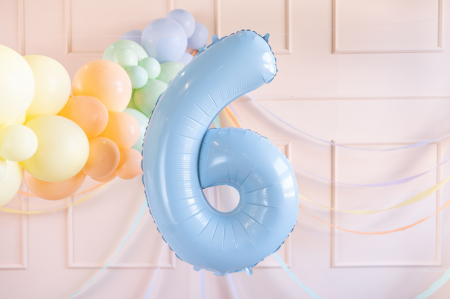 Balon din folie cifra „6”, 72 cm, albastru deschis [1]