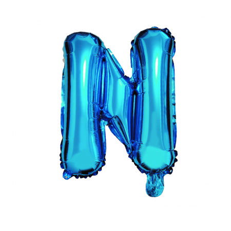 Baloane litere - Balon din folie metalizata Albastru, Mirific Party, Litera N, 40 cm