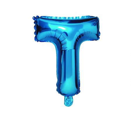 Baloane litere - Balon din folie metalizata Albastru, Mirific Party, Litera T, 40 cm