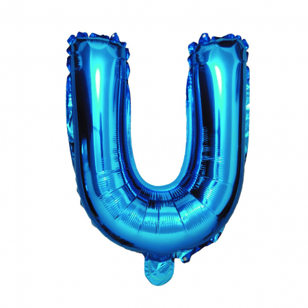 Baloane litere - Balon din folie metalizata Albastru, Mirific Party, Litera U, 40 cm