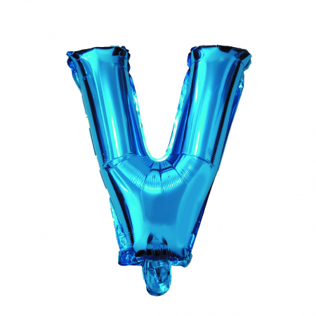 Baloane litere - Balon din folie metalizata Albastru, Mirific Party, Litera V, 40 cm