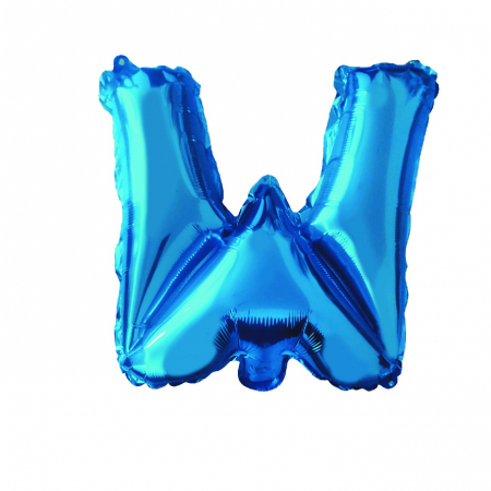 Baloane litere - Balon din folie metalizata Albastru, Mirific Party, Litera W, 40 cm