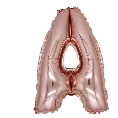 Baloane litere - Balon din folie metalizata Rose Gold, Mirific Party, Litera A, 40 cm, Coral, roz