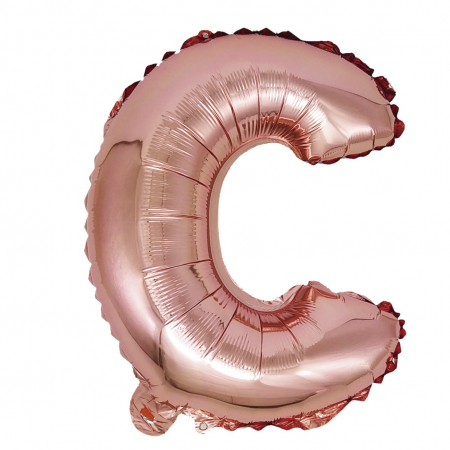 Baloane litere - Balon din folie metalizata Rose Gold, Mirific Party, Litera C, 40 cm, Coral, roz