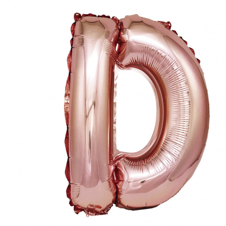 Baloane litere - Balon din folie metalizata Rose Gold, Mirific Party, Litera D, 40 cm, Coral, roz