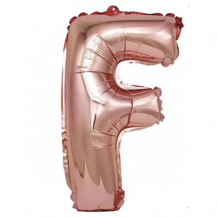 Baloane litere - Balon din folie metalizata Rose Gold, Mirific Party, Litera F, 40 cm, Coral, roz