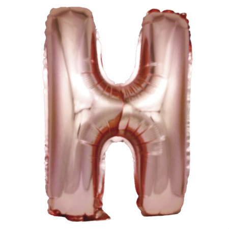 Baloane litere - Balon din folie metalizata Rose Gold, Mirific Party, Litera H, 40 cm, Coral, roz