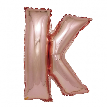 Baloane litere - Balon din folie metalizata Rose Gold, Mirific Party, Litera K, 40 cm, Coral, roz