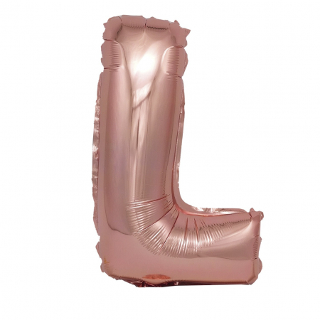 Baloane litere - Balon din folie metalizata Rose Gold, Mirific Party, Litera L, 40 cm, Coral, roz