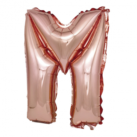 Baloane litere - Balon din folie metalizata Rose Gold, Mirific Party, Litera M, 40 cm, Coral, roz