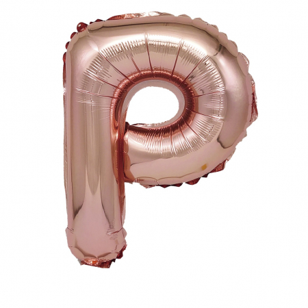 Baloane litere - Balon din folie metalizata Rose Gold, Mirific Party, Litera P, 40 cm, Coral, roz