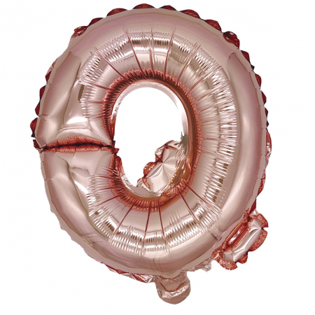 Baloane litere - Balon din folie metalizata Rose Gold, Mirific Party, Litera Q, 40 cm, Coral, roz