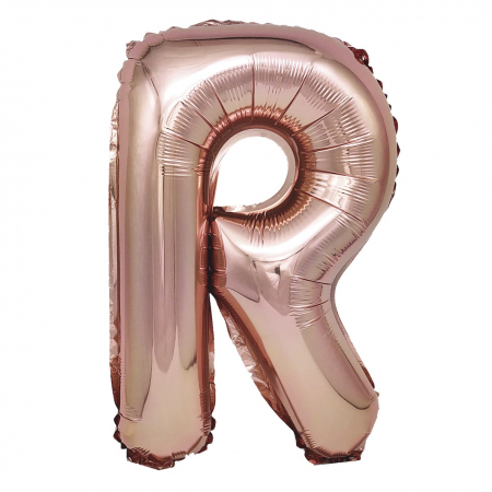Baloane litere - Balon din folie metalizata Rose Gold, Mirific Party, Litera R, 40 cm, Coral, roz