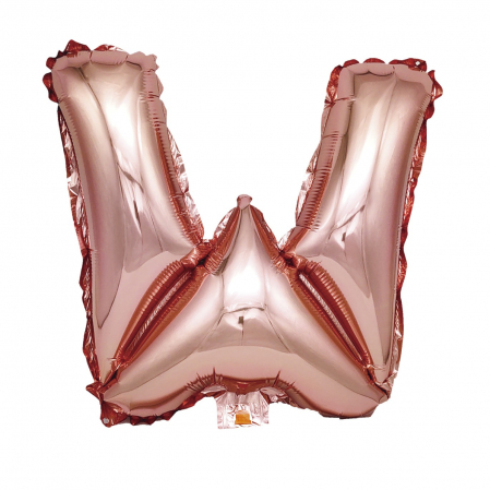 Baloane litere - Balon din folie metalizata Rose Gold, Mirific Party, Litera W, 40 cm, Coral, roz