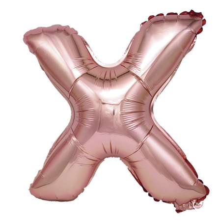 Baloane litere - Balon din folie metalizata Rose Gold, Mirific Party, Litera X, 40 cm, Coral, roz