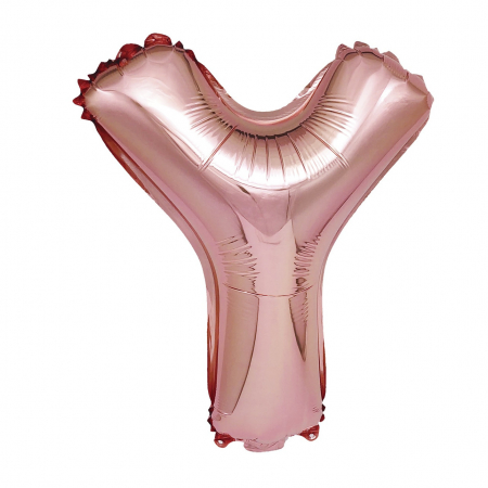 Baloane litere - Balon din folie metalizata Rose Gold, Mirific Party, Litera Y, 40 cm, Coral, roz