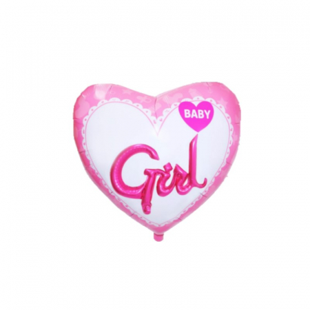 Baloane folie forme - Balon folie botez inima Baby girl, 80x84 cm