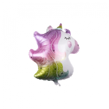 Baloane folie personaje - Balon folie cap unicorn 75x54 cm