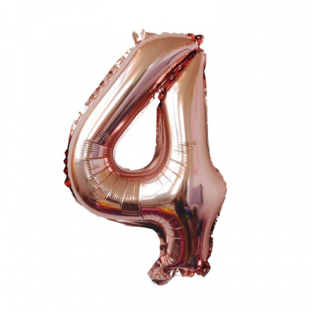 Balon folie cifra 4, 100cm, rose gold