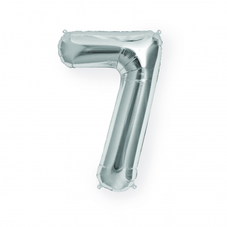 Baloane cifre - Balon folie cifra 7, culoare  argintiu, inaltime 101 cm