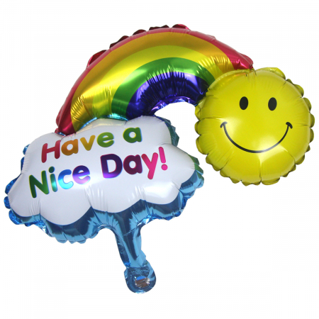 Baloane folie forme - Balon folie, curcubeu, mesaj Have a Nice Day, 95 cm