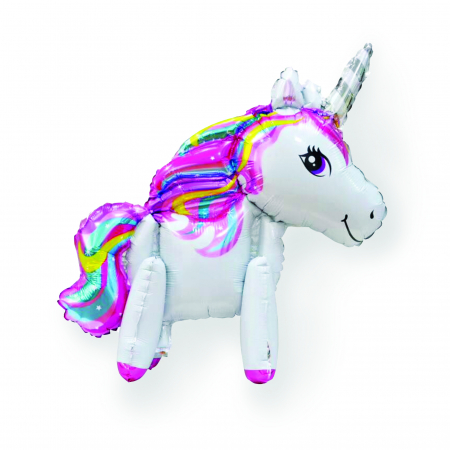 Baloane folie personaje - Balon folie figurina unicorn 3 D, 60 cm