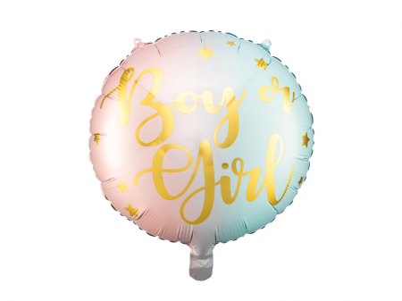 Baloane folie 45 cm - Balon Folie Gender Reveal Boy or Girl, Multicolor, 35 cm