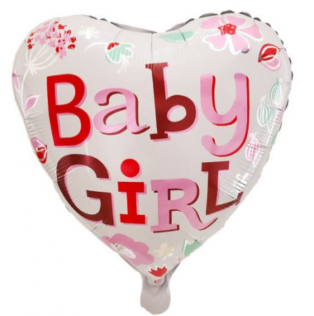 Balon folie inima Baby Girl, 45 cm