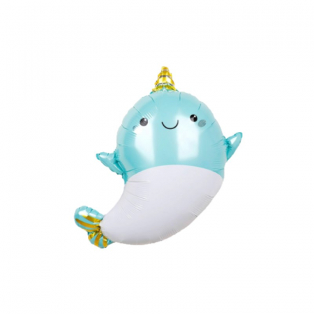 Baloane folie personaje - Balon folie narval bleu, 57x70 cm