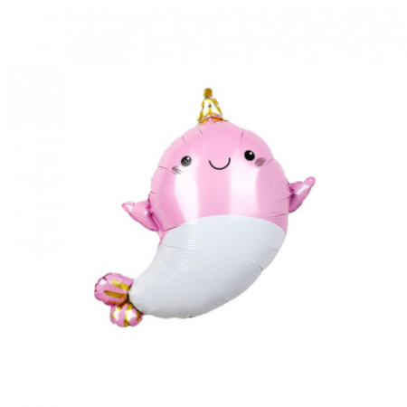 Baloane folie personaje - Balon folie narval roz, 57x70 cm