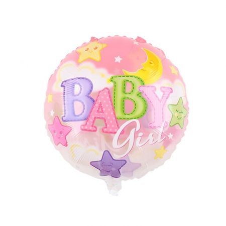 Baloane folie 45 cm - Balon folie rotund, colorat, Baby girl, 45 cm